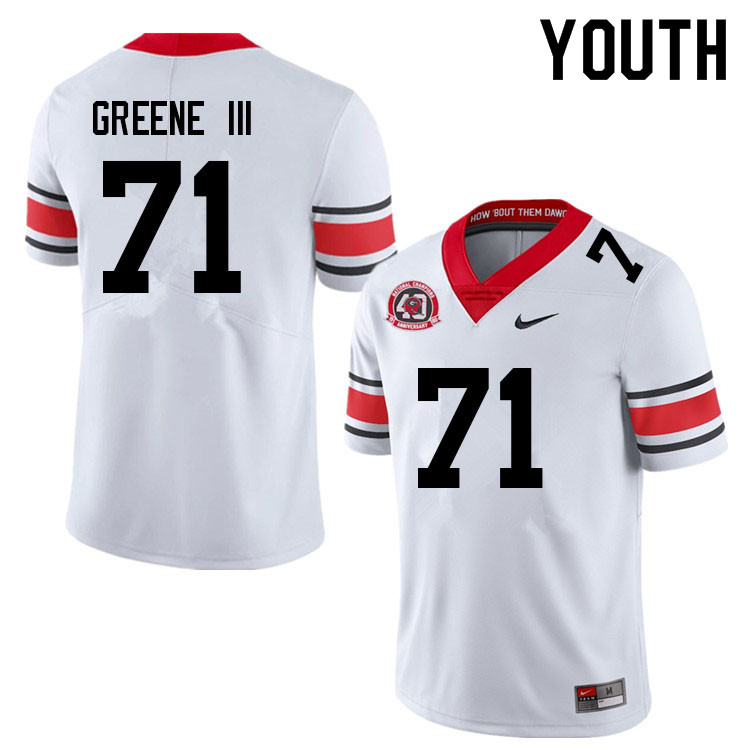 Georgia Bulldogs Youth Earnest Greene III #71 White 1980 National Champions 40th Anniversary Stitched College UGA Football Jersey 23CV010DA